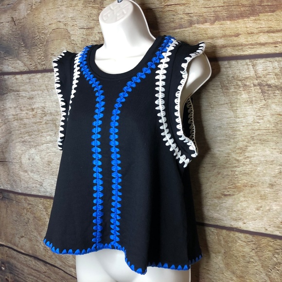 Carbon38 Womens Flutter Sleeve Crochet Top Active - Picture 3 of 7